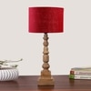 Devansh Maroon Jute Table Lamp With G Wood Natural Base -(7X7X21.25 Inches)-12