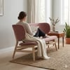 Scandinavian Polara Two Seater Lounge Chair Pink Natural Wood Finish