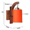 Devansh Solid Wood Electric Wall Light in Brown Colour with Orange Shade Count of 1 Light