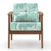Brooks Armchair Teak Wood In Natural Finish with Chitra Velvet Colour