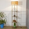 Devan Metal Multiutility Shelf Floor Lamp With Off White Cotton Shade