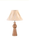 Devansh Off-White Cotton Vintage Curtain Pleated   Lamp With Wood Base (12X19.25)