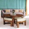 Nashville Sheesham Wood Accent Coffee Table Set With 4 Stools In Natural Teak Finish