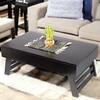 Kassel Sheesham Wood Contemporary Rectangle Foldable Coffee Table In Extra Dark Mahagony Finish