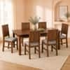 Globally Indian Mahira Solid Sheesham Wood 6 Seater Dining Table Set 6 Chairs Grey