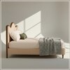 Solara Wave Luxe King Size Bed in velvet With Oak wood Frame & Hydraulic Storage