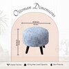 Slub Jacquard Wooden Ottoman in Blue Color Set of 2