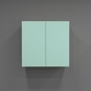 2 Door Mirror Glossy Triple Layered Uv Resistant Handless Cabinet In Mint Finish