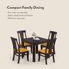 Arabia-Fabio 4 Seater Dining Table With Set Of 4 Chairs (Colour- Matty Yellow, Finish- Mahogany)