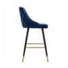 Doe Buck Upholstered Counter Height Bar Stool in Blue Colour with Gold Accents