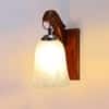 Devansh Solid Wood Electric Wall Light in Brown Colour with White Shade Count of 1 Light