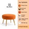 Doe Buck Luna Boucle Round Ottoman Stool in Orange Colour with Gold Metal Legs