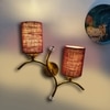 Devansh Metal Electric Wall Light in Gold Colour with Maroon Shade Count of 2 Lights