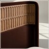 Heritage Cane Upholstered King Size Bed in Linen With Oak wood Frame