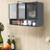 Aluminium Black Profile 3 Fluted Glass Handless Shutter With Space Organizer In Slate Grey Finish