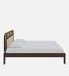 Rattan Solid Wood Queen Size  Bed Without Storage In Walnut Finish