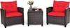 Carry Bird Wicker Patio Furniture Outdoor Balcony Chairs In Brown And Red Colour
