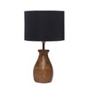 Devansh Black Cotton Table Lamp With  Wood Natural Base (7X13 Inches)-3