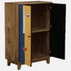 Olio Mango Wood Hand Painted Multicolor 2 Door Cabinet In Natural Finish