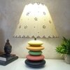 Pebble Dotted Pink Beige Wooden Table Lamp in Multicolor