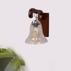 Devansh Solid Wood Electric Wall Light in Brown Colour with Transparent Shade Count of 1 Light