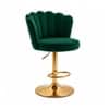 Doe Buck Luxury Green Velvet Adjustable Bar Stool Chair with Gold Hydraulic Base