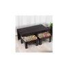 Irish Sheesham Wood Coffee Table With 2 Stools Set In Mahogany Finish & Multi Colour Israel Print Kantha Fabric Cushions