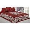 Evann Maroon Abstract 180 TC Cotton Double Size Bedsheet with 2 Pillow Covers