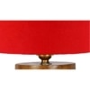 Cordelia Red cotton table lamp with Natural Wood Base