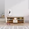 Hexa Red Engineered Wood Shoe Rack in Giant Wood and Frosty White Colour