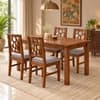 Globally Indian Bindu Solid Sheesham Wood 4 Seater Dining Table Set 4 Chairs Grey