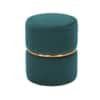 Doe Buck Gracy Velvet Round Ottoman in Teal Colour with Gold Band