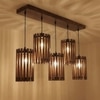 Hexa 5 Series Brown Solid Wood Cluster Hanging Light
