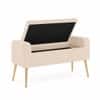 Doe Buck Upholstered Storage Bench in Beige Colour with Gold Legs