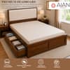 AIAN Baldwin Queen Size Storage Bed with Drawers in Walnut Colour