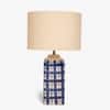 Atrani Handicrafted Table Lamp in Blue Stripes and white Colour