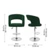 Doe Buck Adjustable Upholstered Bar Stool in Green Colour with Chrome Base
