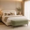 Doe Buck Luxury Boucle Storage Bench in Sage Colour with Gold Tipped Legs