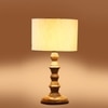 Devansh Off White Cotton Table Lamp With  Wood Natural Base  (7X7X15.5 Inches)-2