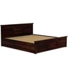 Stainfiled Solid Wood Queen Size Bed In Hydraulic Storage Bed In Walnut Finish