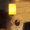 Devansh Metal Electric Wall Light in Gold Colour with Yellow Shade Count of 1 Light