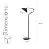 Volta Black Finish Metal Study Floor Lamp