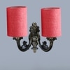 Devansh Metal Electric Wall Light in Antique Gold Colour with Pink Shade Count of 2 Lights