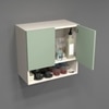 2 Door Mirror Glossy Triple Layered Uv Resistant Handless Cabinet  In Pista Light Finish