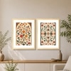 Mughal Floral Motifs Set of 2 Framed Posters Indian Art 45x60 cm