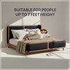 Valerio Duo-Panel Luxe King Size Bed in Navy Blue colour Velvet with Oak wood Frame