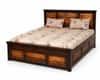 Tsk Solid Wood King Size Bed in Natural & Walnut