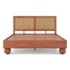 Takai Solid Wood And Cane Queen Size Non Storage Bed In Red Cedar Finish