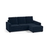 Apollo Compact Sofa (Colour : Sea Port Blue Velvet, Cushion : Hard, Back Type : High Back, Seating Capacity : Right Aligned 2 Seater + Right Aligned Chaise + Ottoman)