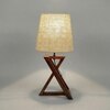 Catapult Brown Wooden Table Lamp with Black Fabric Lampshade